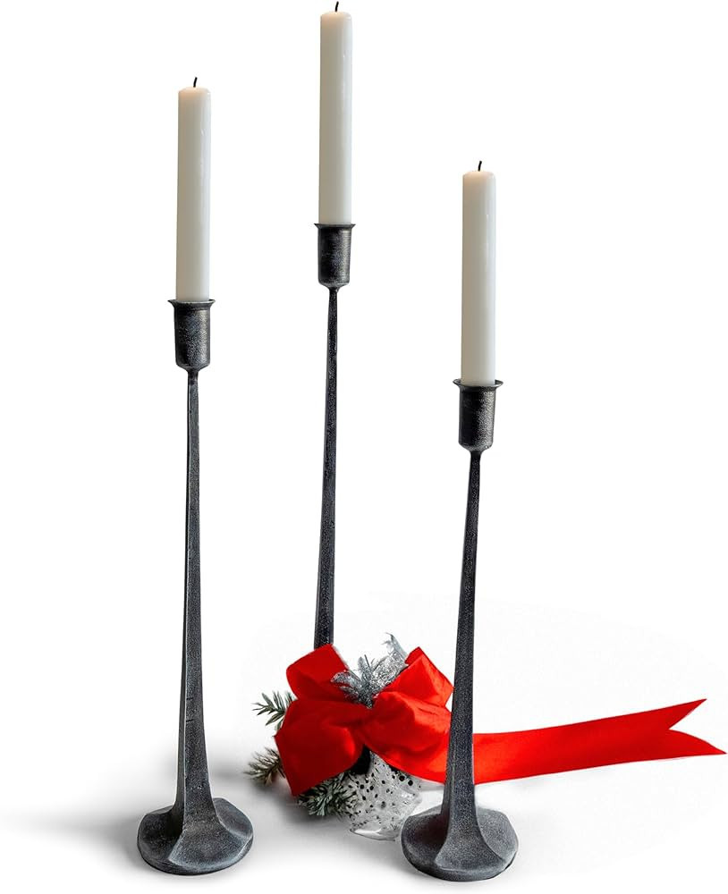Black Iron Candlestick Holders Set of 3, Black Iron Candle Holders, Cast Iron Candle Holder, Wrou... | Amazon (US)