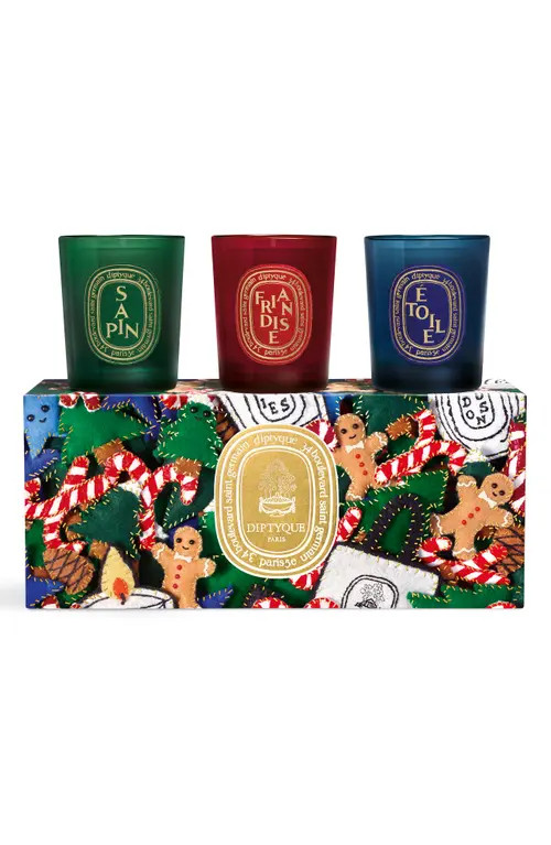 Diptyque Sapin (Pine Tree), Friandise (Sweet Treat) and Étoile (Star) Candle Gift Set at Nordstrom | Nordstrom