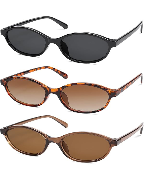 Retro Oval Cat Eye Sunglasses for Women Y2k Trendy Narrow Sunnies Designer Sun Glasses AR82253 | Amazon (US)