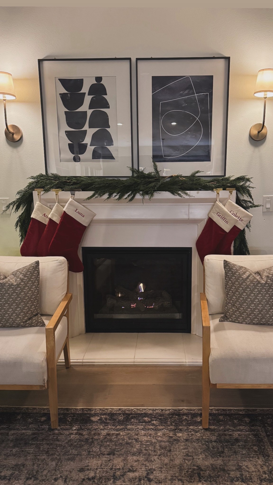 Cozy Holiday vibes, love these stockings so much! Also this garland is amazing and we’re using two here! 

#LTKHoliday #LTKSeasonal #LTKHome