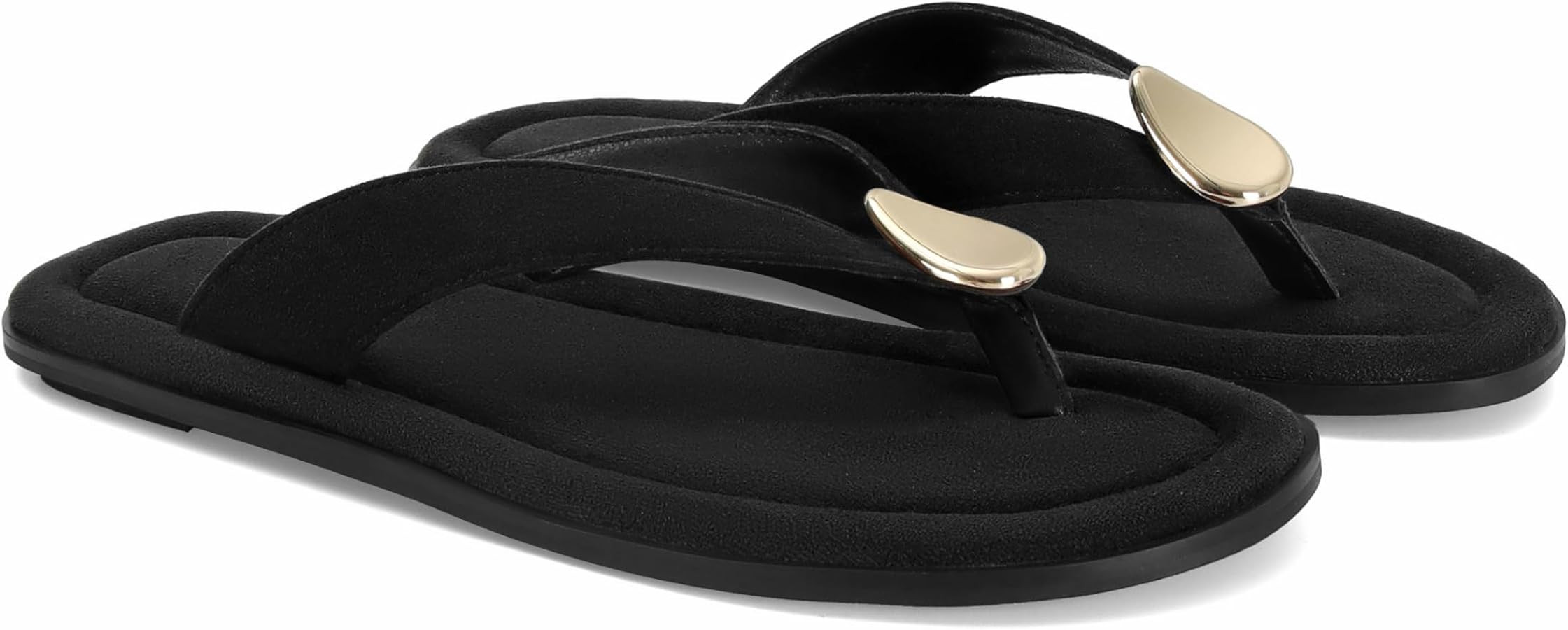 Women’s Suede Thong Sandals Flat Flip Flops with Metal Accent Slip On Comfortable Casual Summer... | Amazon (US)
