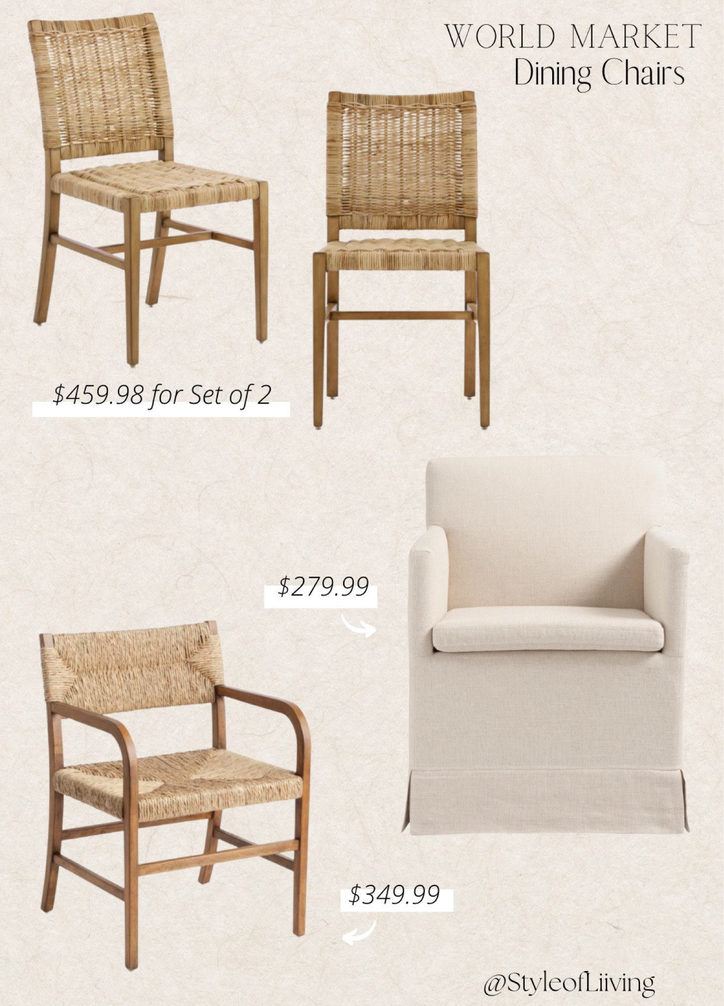 Affordable dining chairs from World Market! Handwoven natural seagrass, rattan and wood chairs, upholstered linen dining armchair.

#LTKfamily #LTKhome #LTKstyletip