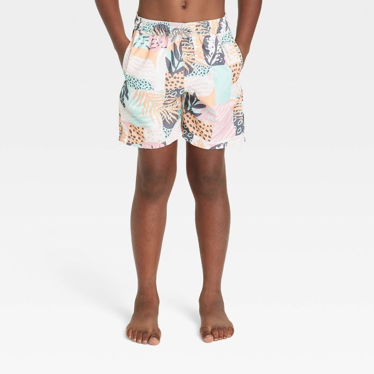 Boys' Patchwork Palm Swim Trunks - Cat & Jack™ | Target