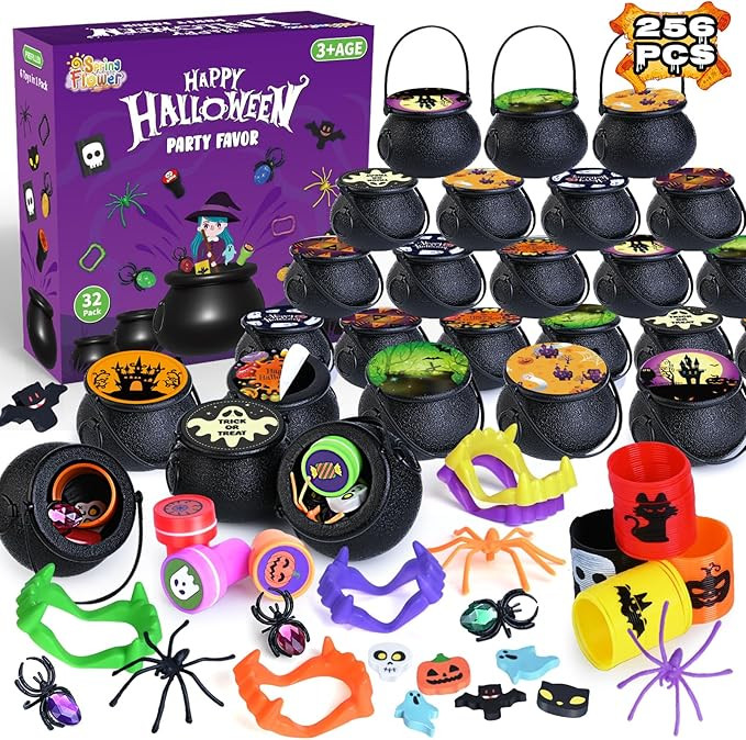 240 PCS Halloween Party Favors 30 Pack Prefilled Small Plastic Witch Cauldron Halloween Toys in B... | Amazon (US)