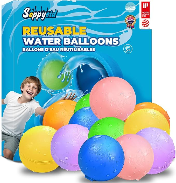 SOPPYCID Reusable Magnetic Water Balloons, 12 Pack Refillable Water Bombs Self Sealing Quick Fill... | Amazon (US)