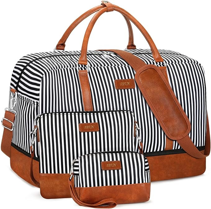 IBFUN Weekender Bags for Women, 21" Weekender Travel Bag, Travel Duffle Bag with Shoe Compartment... | Amazon (US)