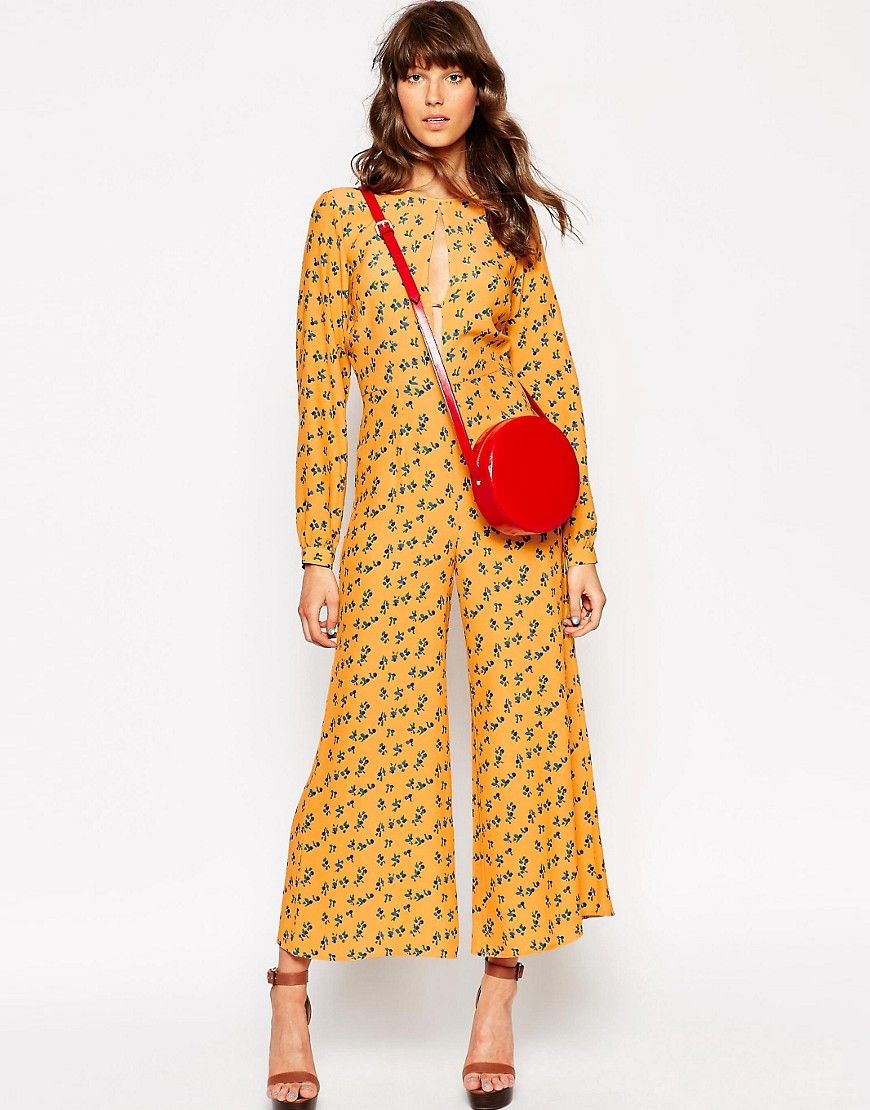 ASOS x Jackie Jumpsuit in Bright Yellow Print | ASOS UK