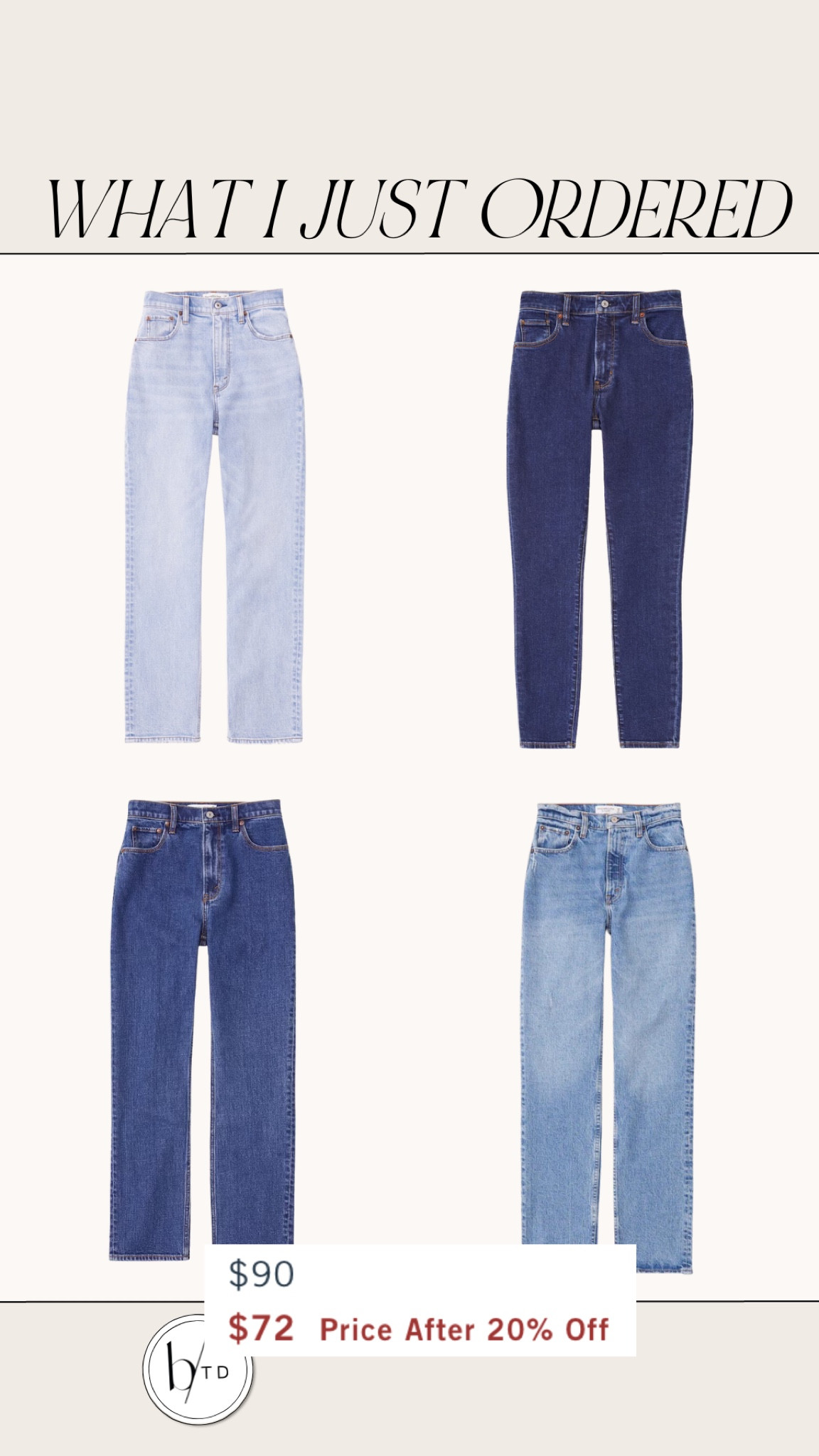 Abercombie denim sale 20% off 