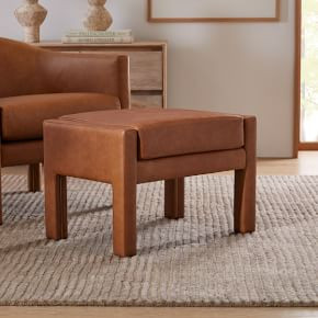 Scarlett Leather Ottoman | West Elm (US)
