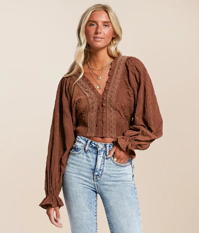 Embroidered Ruffle Top | Buckle