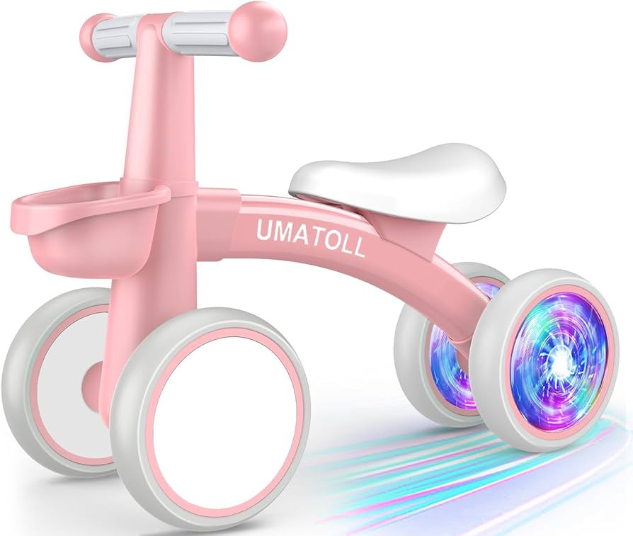 Umatoll Colorful Lighting Baby Balance Bike for 1-2 Year Old Girls, Adjustable Soft Seat & Remova... | Amazon (US)