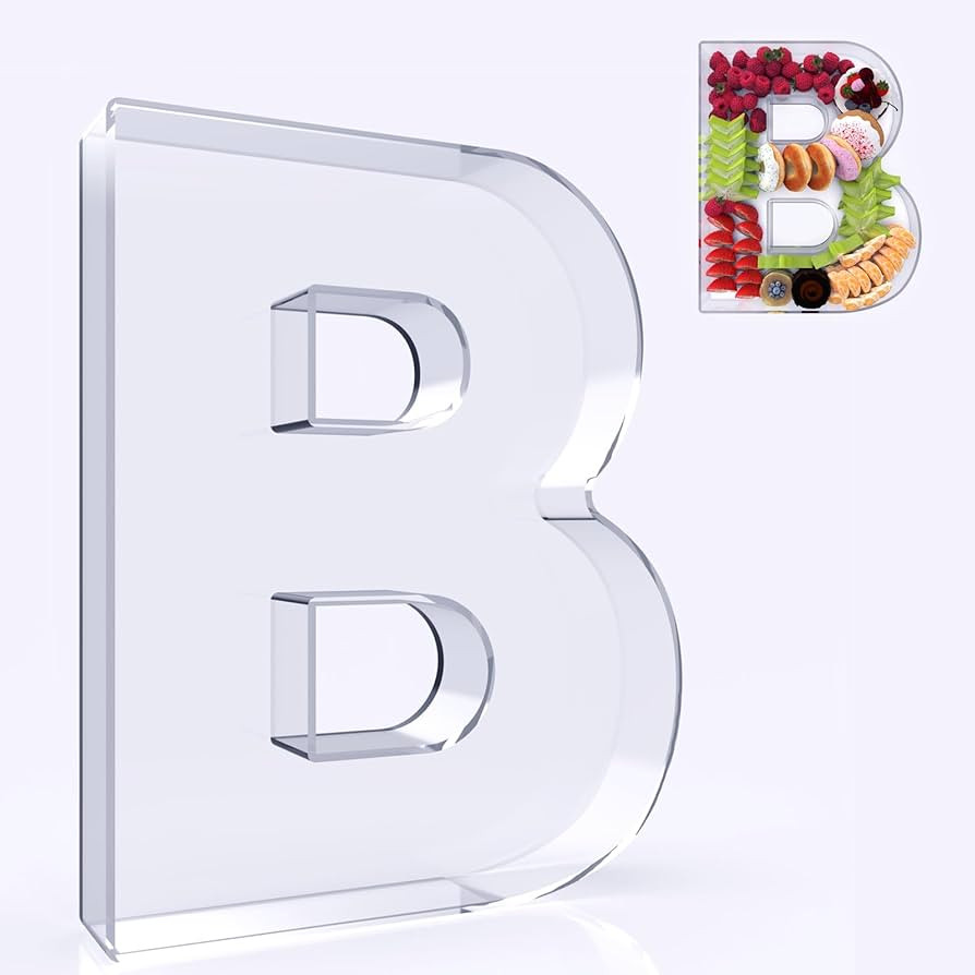11" Acrylic Letter Charcuterie Box, Reusable Fillable Alphabet Number Shaped Form Tray for Birthd... | Amazon (US)