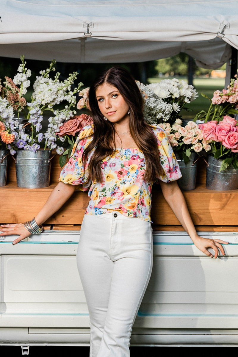 BuddyLove | Billie Smocked Puff Sleeve Top | Free Love | BuddyLove