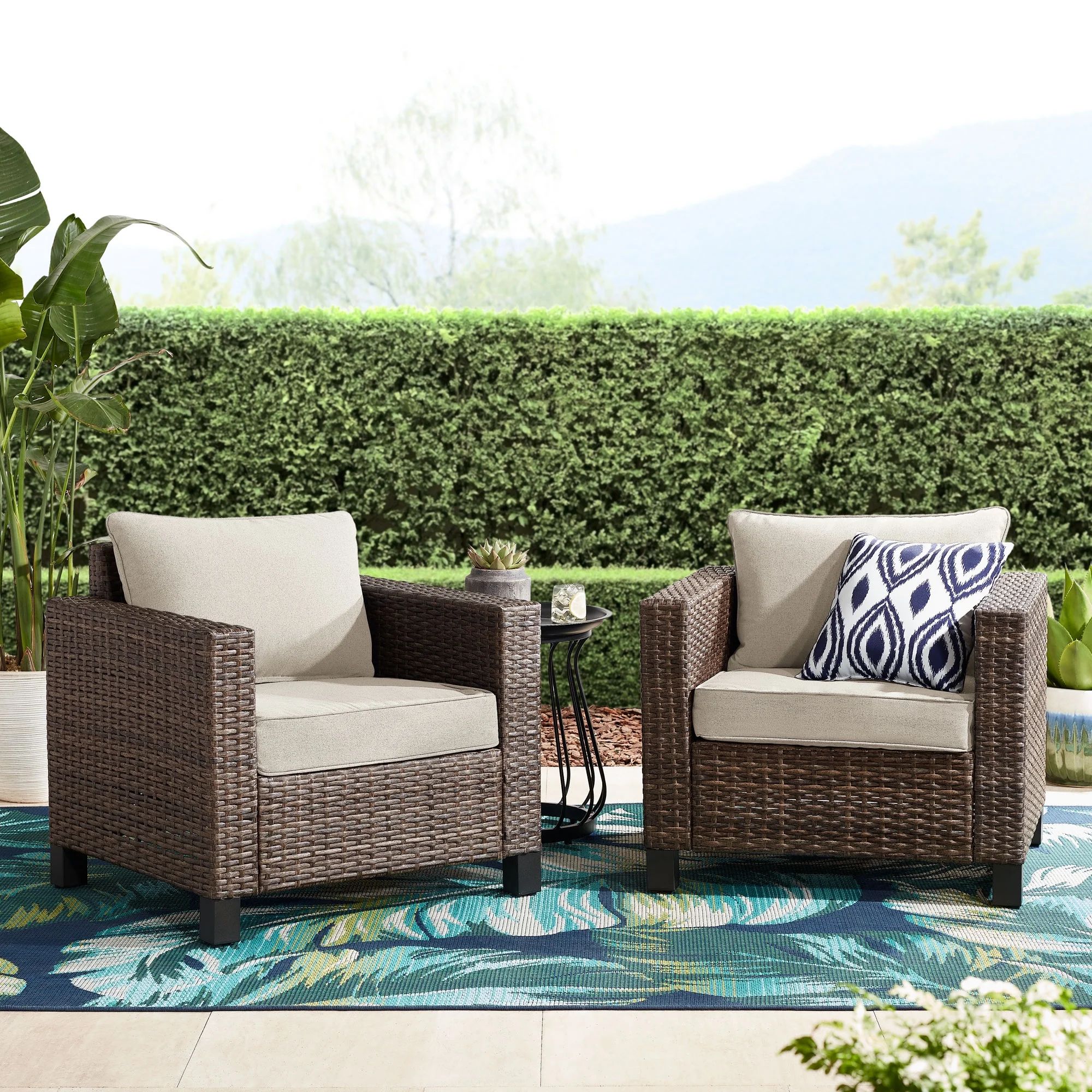 Better Homes & Gardens Brookbury 2-Count Outdoor Club Chair- Beige - Walmart.com | Walmart (US)