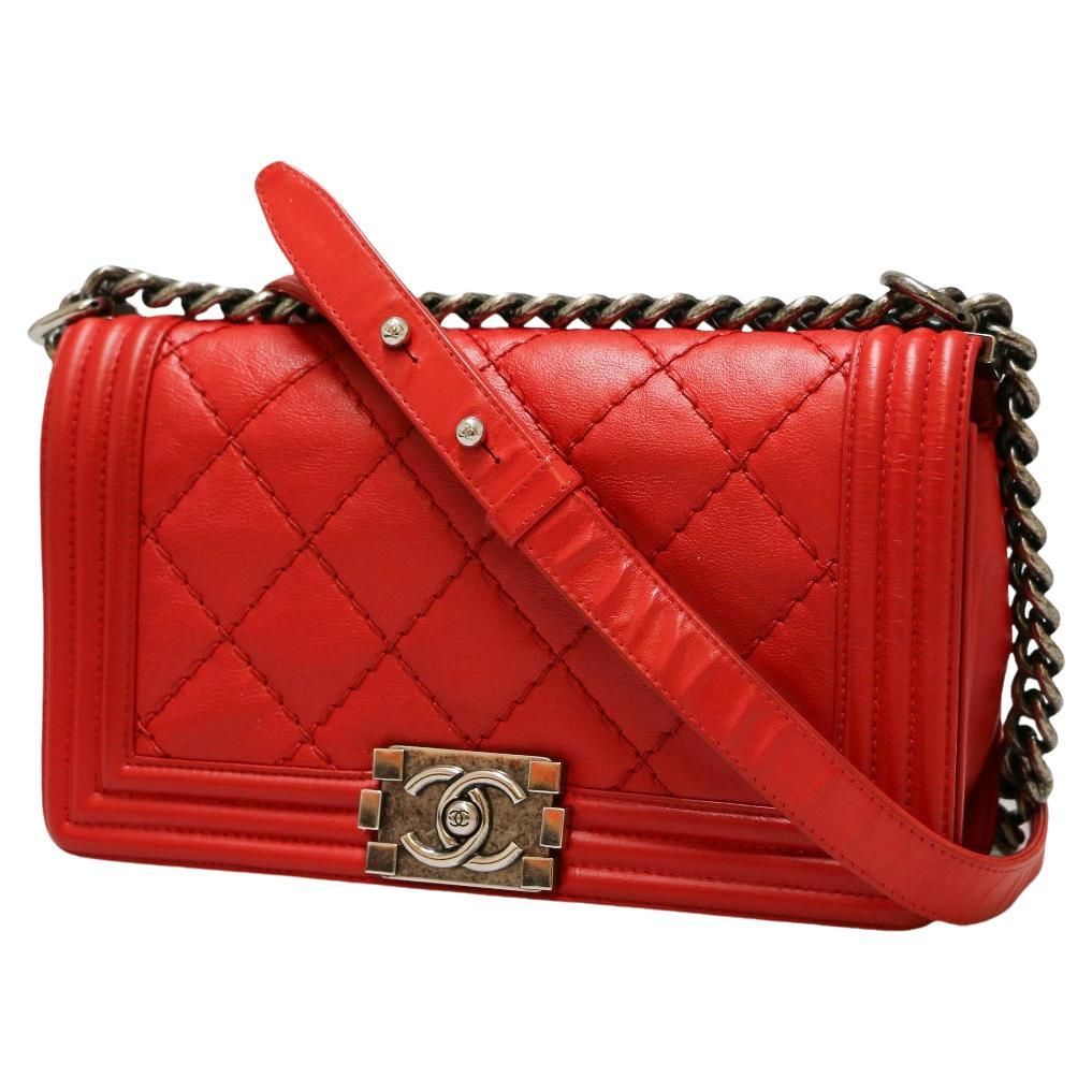 Chanel Red Boy Bag | 1stDibs