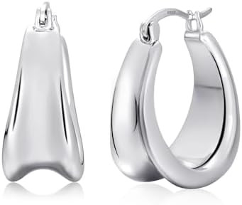 Small Chunky Hoops 18K Gold Plated Huggie Earrings for Women Sterling Silver Hypoallergenic Trend... | Amazon (US)