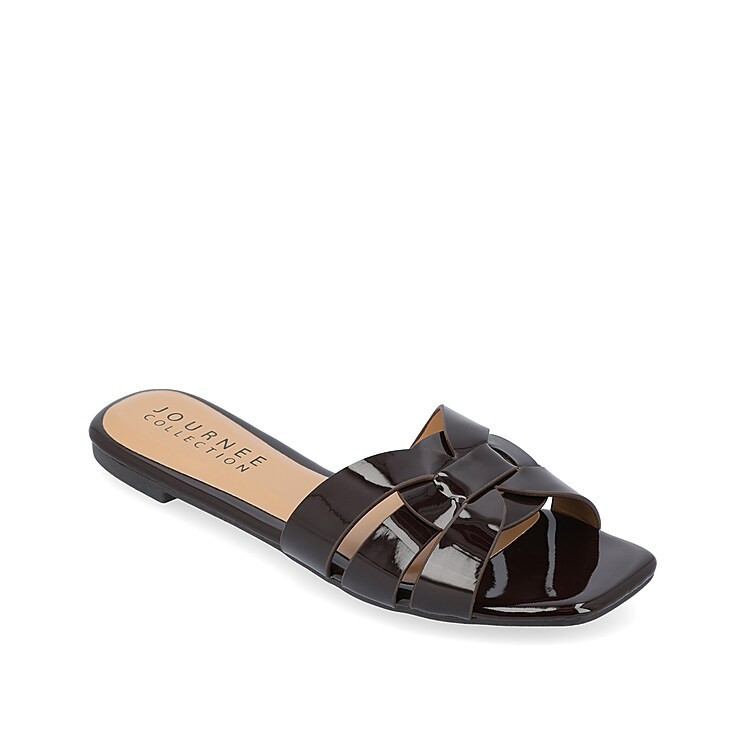 Journee Collection Arrina Slide Sandal | Women's | Dark Brown | Size 9.5 | Sandals | DSW