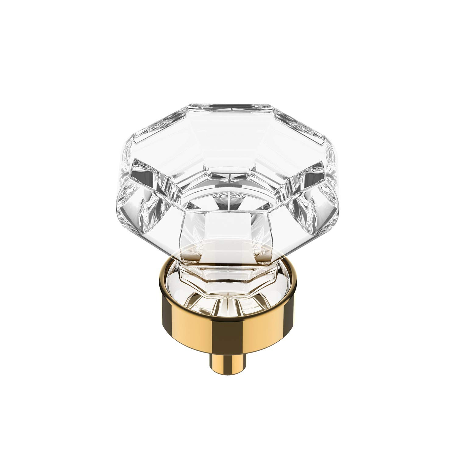 Alzassbg 10 Pack Clear Crystal with Gold Cabinet Knobs, 1-3/8 Inch(35mm) Cabinet Hardware Octagon... | Amazon (US)