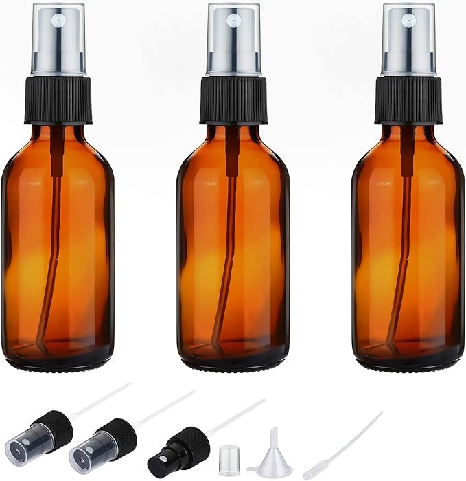 ASOMBROSE 2oz Amber Glass Spray Bottles for Essential Oils, Empty Small Fine Mist Spray Bottle 3 ... | Amazon (US)