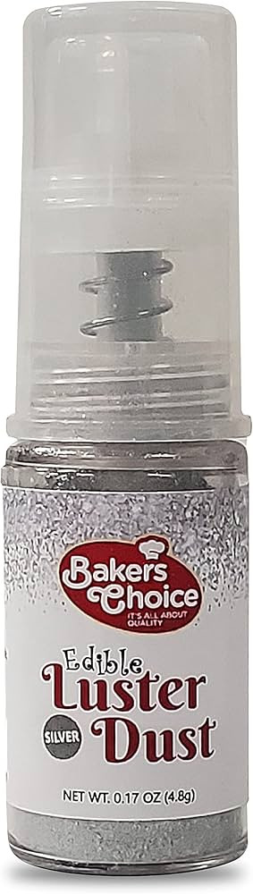 Baker's Choice Edible Glitter - Silver Edible Luster Dust - 4.8 grams - Silver Edible Glitter For... | Amazon (US)
