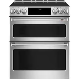 Cafe 30 in. 6.7 cu. ft. Smart Slide-In Double Oven Induction Range with Convection in Stainless S... | The Home Depot