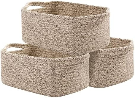 Amazon.com: OIAHOMY Cotton Rope Baskets, Woven Baskets for Storage, Nursery Storage Baskets, Rect... | Amazon (US)