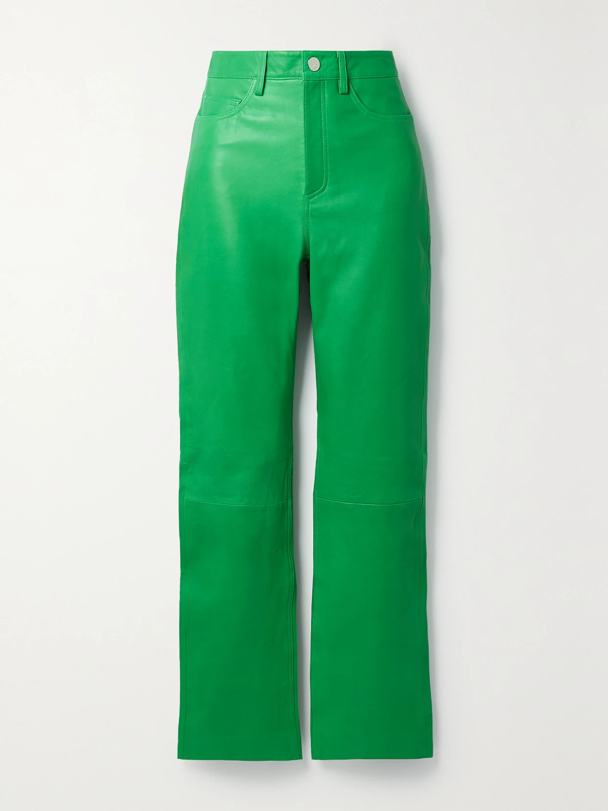 REMAIN Birger Christensen - Lynn Leather Straight-leg Pants - Green | NET-A-PORTER (US)