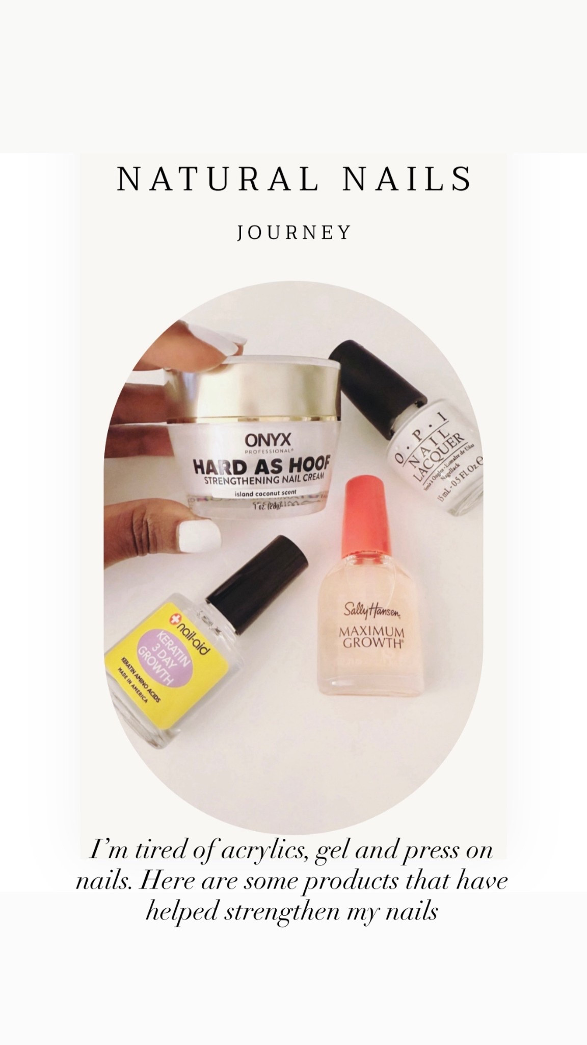 Natural nail care products that strengthen your nails to grow healthier instead of gel nails or press on nails. #nailcareproducts #naturalnailstrengthener #naturalnailskits #baremanicure #nontoxicbeauty #sallyhansennailpolish #nailpolish #opinailpolish

#LTKFindsUnder100 #LTKBeauty #LTKStyleTip