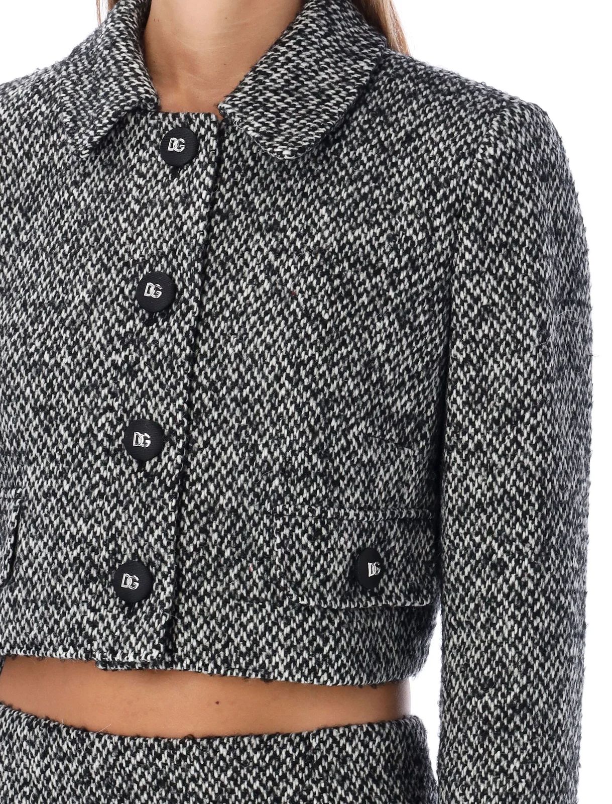 Dolce & Gabbana Tweed Cropped Jacket | Cettire Global