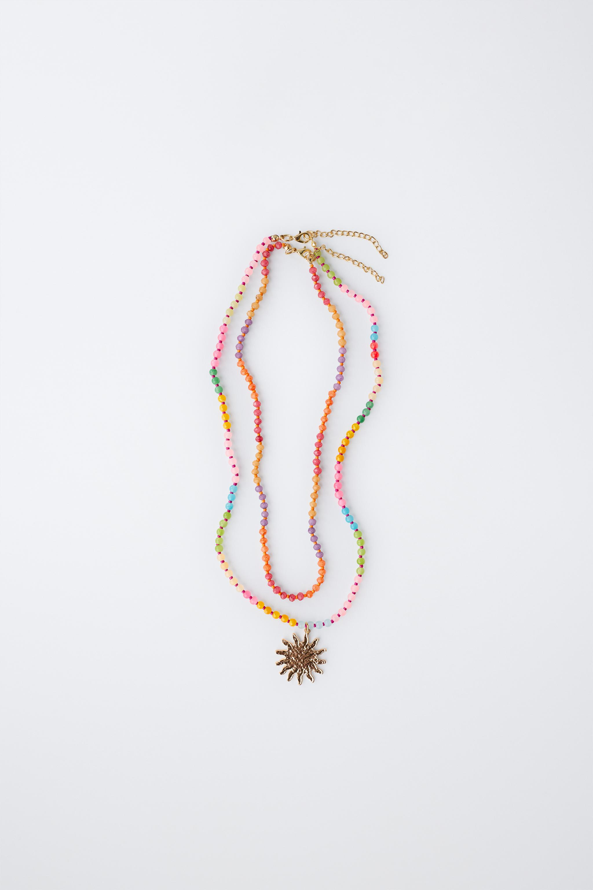 PACK OF TWO BEADED SUN NECKLACES | Zara US