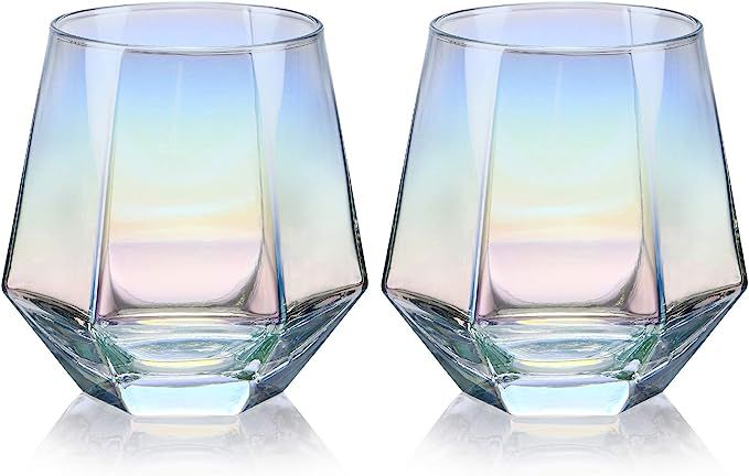 CUKBLESS Diamond Stemless Wine Glass,Iridescent Wine Glass Gift,Rainbow Wine Glass Deal For Party... | Amazon (US)