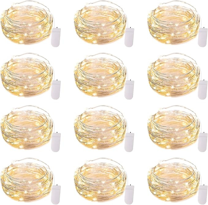 Brightown 12 Pack 7ft Battery Operated LED Fairy Lights for Xmas Decoration | 20 LED Bulbs, Warm ... | Amazon (US)