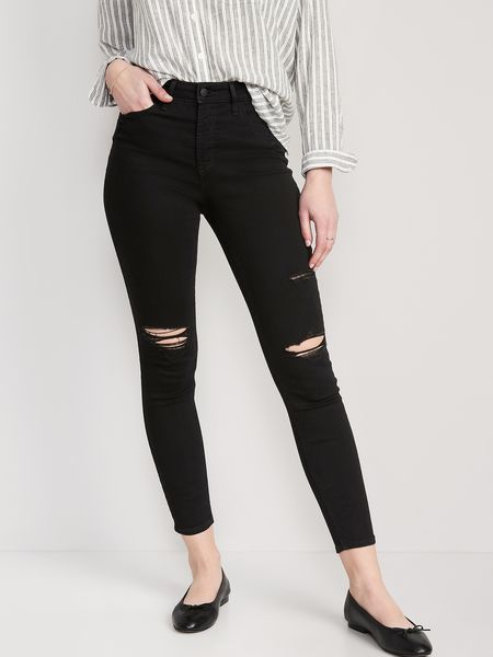 High-Waisted Rockstar Super-Skinny Distressed Jeans For Women | Old Navy (US)