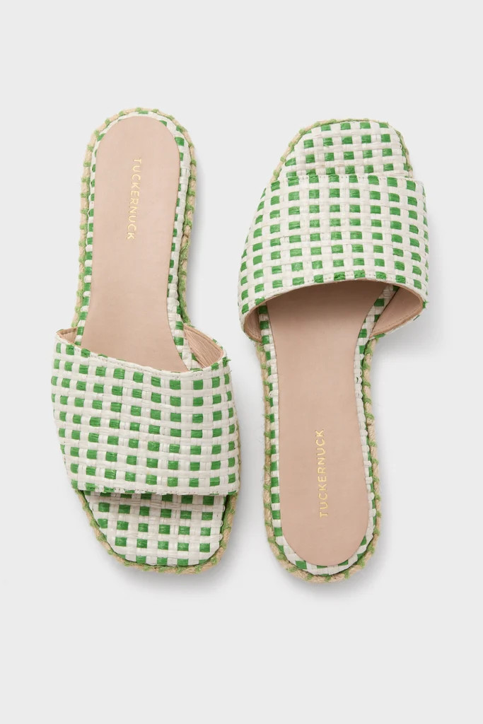 Green Gingham Veronica Slide Sandals | Tuckernuck (US)