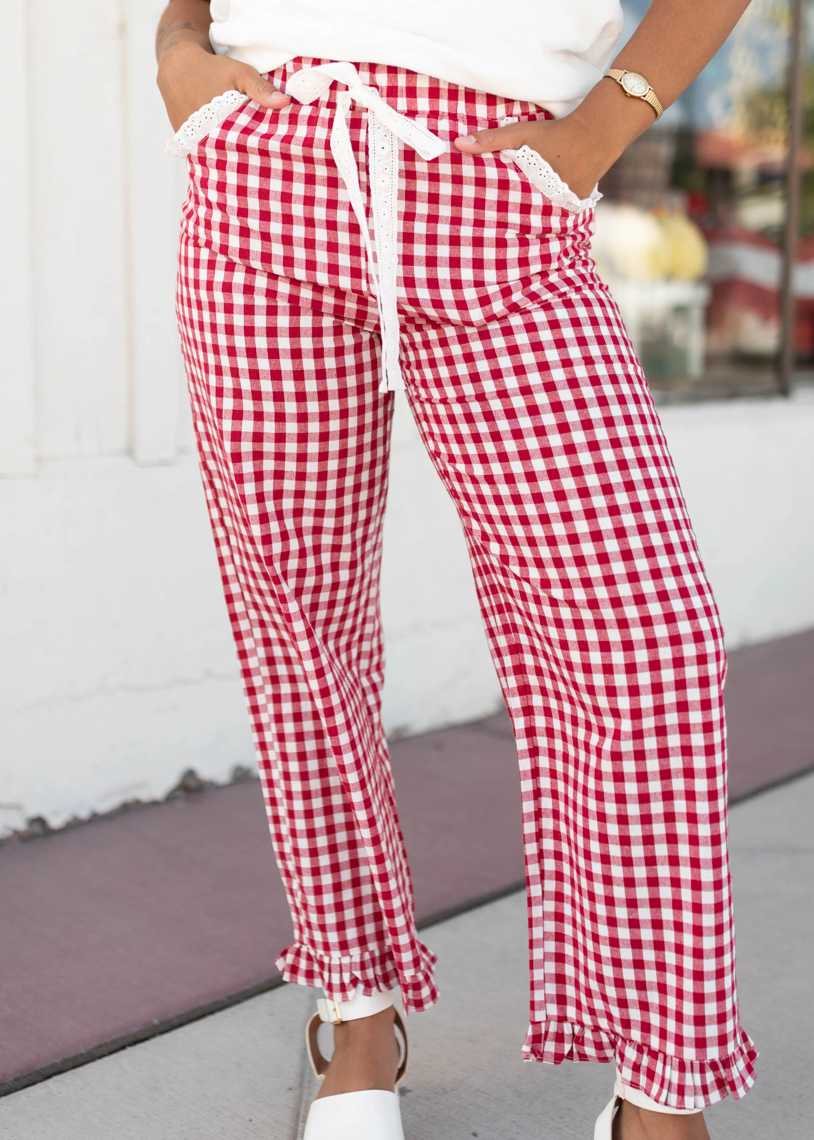 Tess Red Gingham Pants | My Sister's Closet Boutique