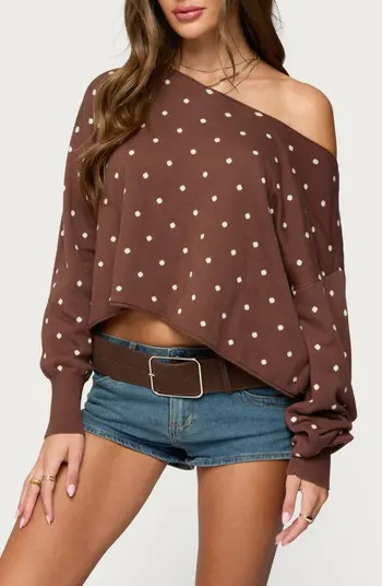 Oversize Off the Shoulder Polka Dot Sweater | Nordstrom