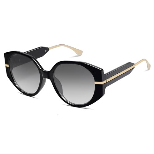SOJOS Trendy Round Sunglasses For Womens Square Retro Women Cute UV400 Sun Glasses SJ2326,Black Grey | Amazon (US)