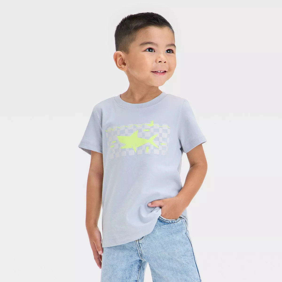 Toddler Boys' Short Sleeve Shark Graphic T-Shirt - Cat & Jack™ Masonary Gray | Target