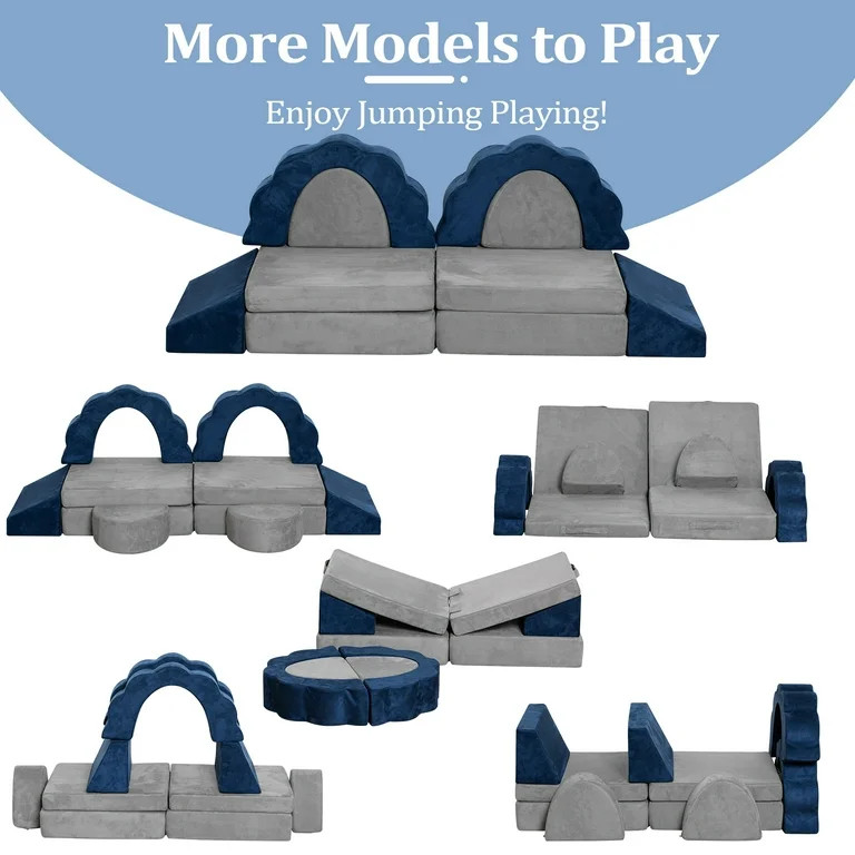 Kids Couch 10PCS, Foam Play Couch for Boys & Girls, Multifunctional Toddler Couch for Playroom, G... | Walmart (US)