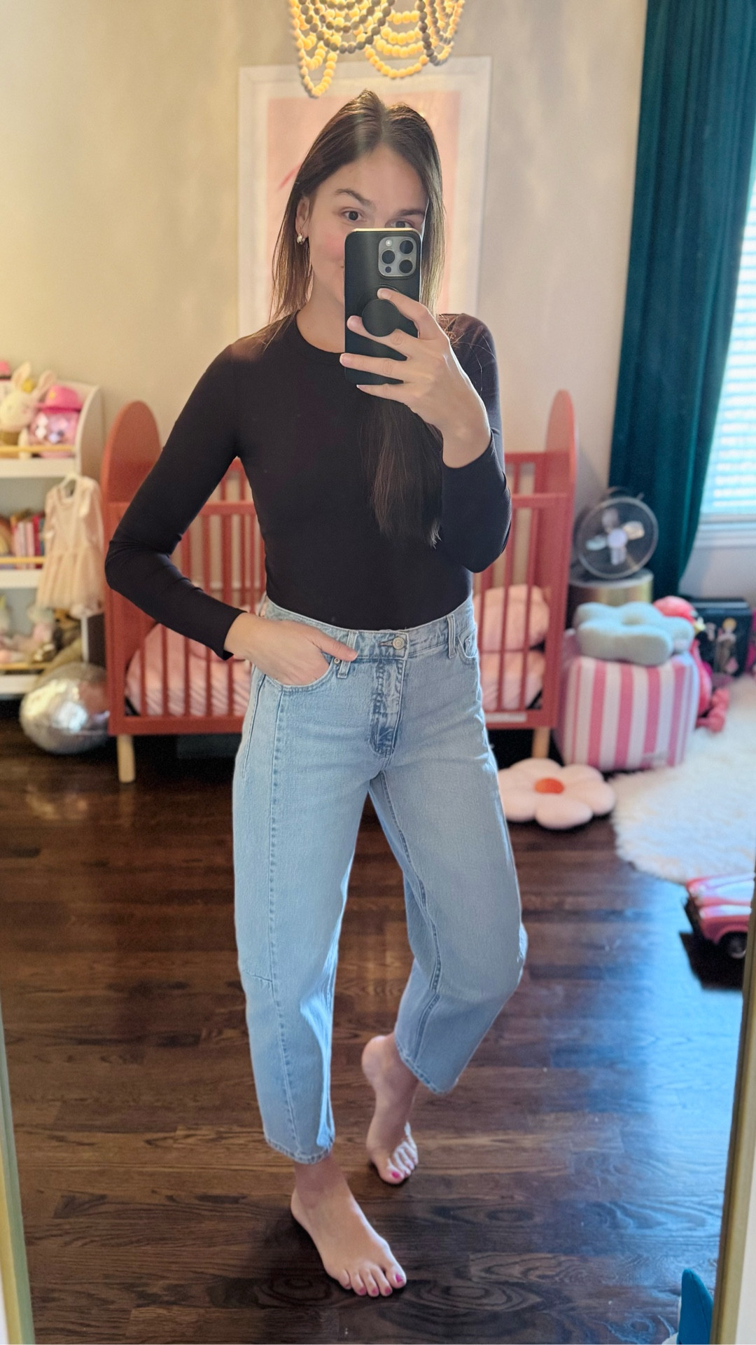 $27 Walmart barrel jeans— so good! Comes in four colors. I just ordered in ivory as well 💃 

Wearing a size 6 (lately at Walmart I’m a 4 or 6). Brown top; wearing a medium in the color “Breen”. I have this in multiples— one of my fav basics! Will also link the Amazon version I have. Amazon’s is nearly identical but a little thicker and more cottony.

Also linking a pair of barrel jeans I snagged off Amazon lately. Def more of a barrel look but, again, not over the top. I ordered in light blue and black and did a 6 in those.

Walmart finds, Walmart fashionn
