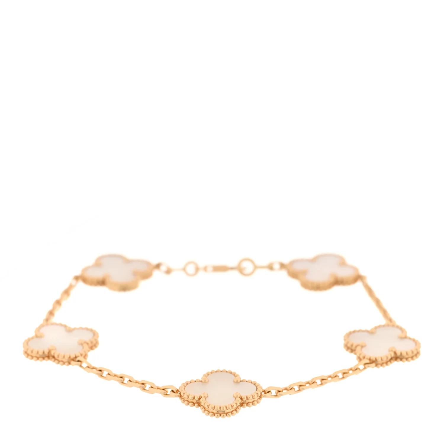 Van Cleef &amp; Arpels 18K Yellow Gold Mother of Pearl 5 Motifs Vintage Alhambra Bracelet 1743867 | FASHIONPHILE (US)