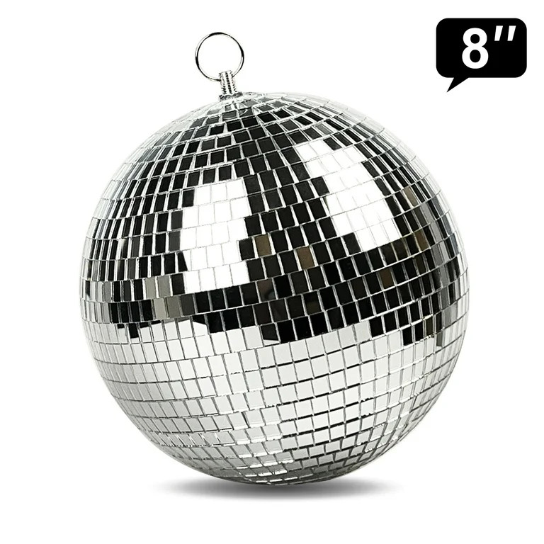 Mirror Disco Ball - 8-Inch Silver Hanging Disco Ball for Party Wedding Holiday Home Decoration by... | Walmart (US)