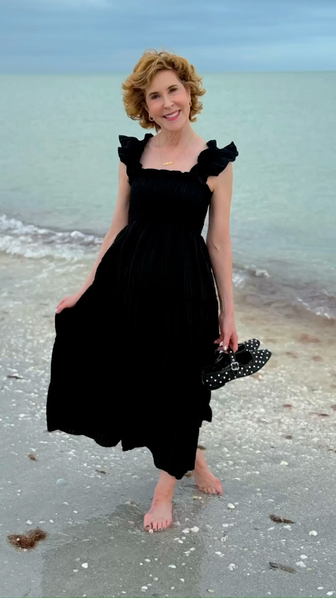 This smocked maxi dress is such an easy summer piece. The feminine ruffled shoulders and tiered skirt make it feel polished, while the lightweight seersucker fabric is breathable and great for travel. I styled it with square-toe Mary Jane flats with a jewel-detailed mesh upper and adjustable strap for a pretty, eye-catching finish.

#LTKOver40 #LTKTravel #LTKSeasonal