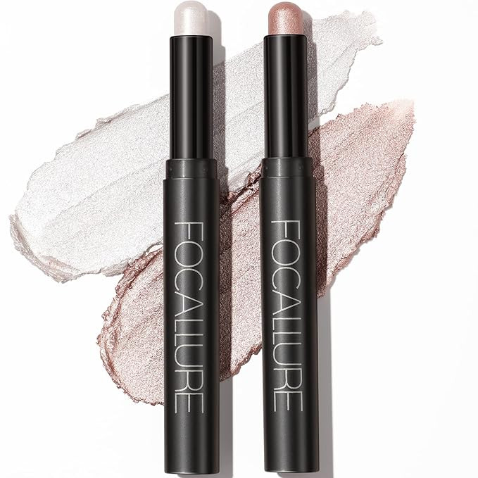 FOCALLURE 2 Pcs Shimmer Cream Eyeshadow Stick,Brightener Eyeshadow Pencil Crayon,Highlighter Eye ... | Amazon (US)