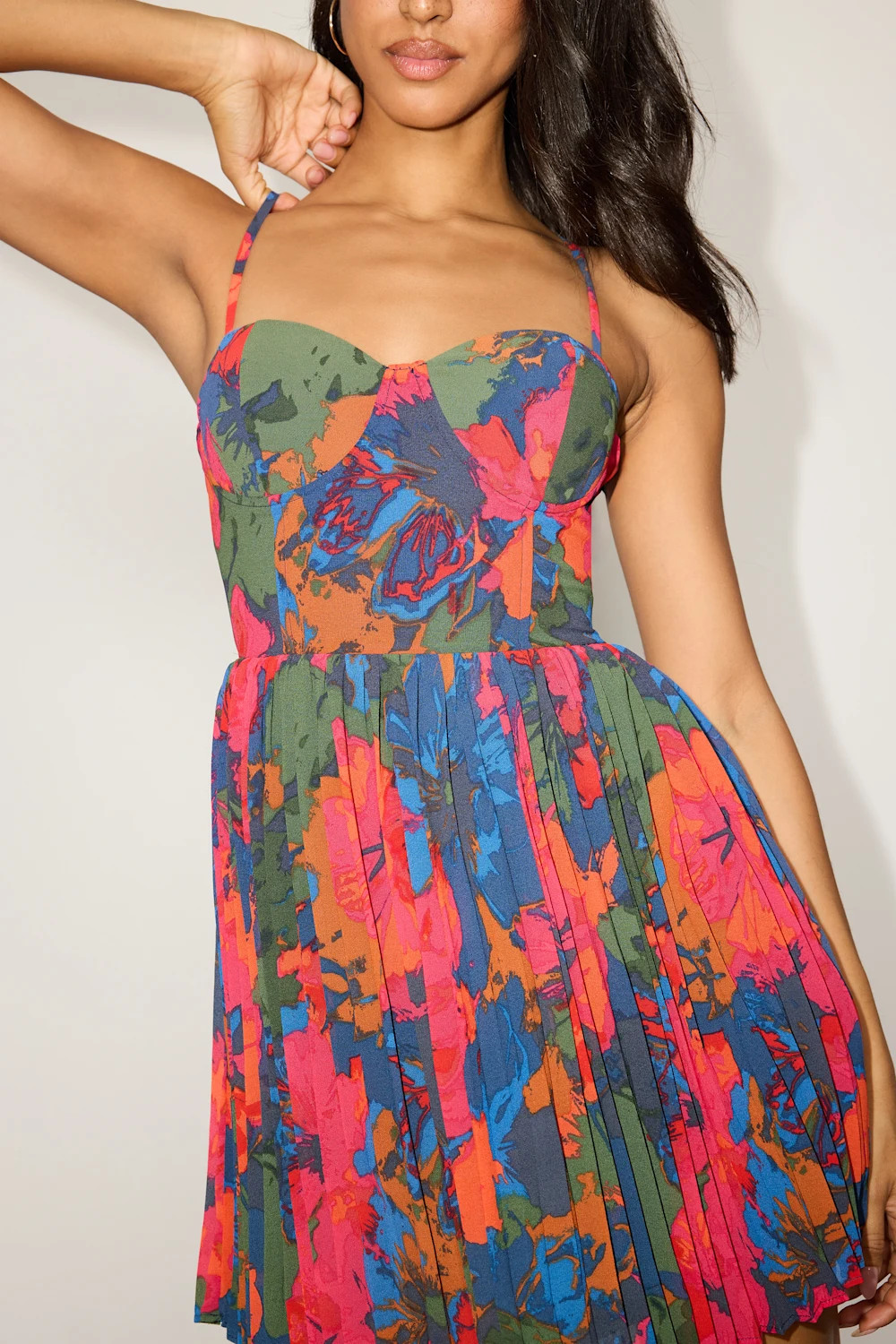Dorothy Pink Multi Floral Print Pleated Mini Dress | Lulus