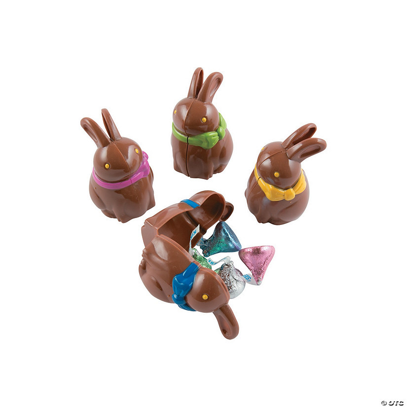 2 1/2" Chocolate Bunny-Shaped Plastic Easter Eggs - 12 Pc. | Oriental Trading Company