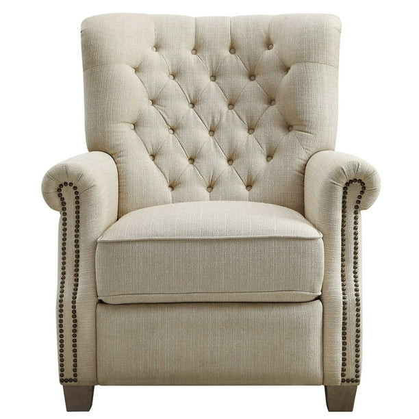 Better Homes & Gardens Tufted Push Back Recliner, Beige Fabric Upholstery - Walmart.com | Walmart (US)