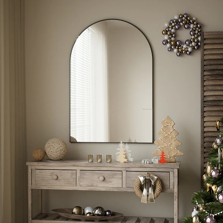 BEAUTYPEAK 24"x 36" Bathroom Mirror Wall Vanity Arched Mirror, Black | Walmart (US)