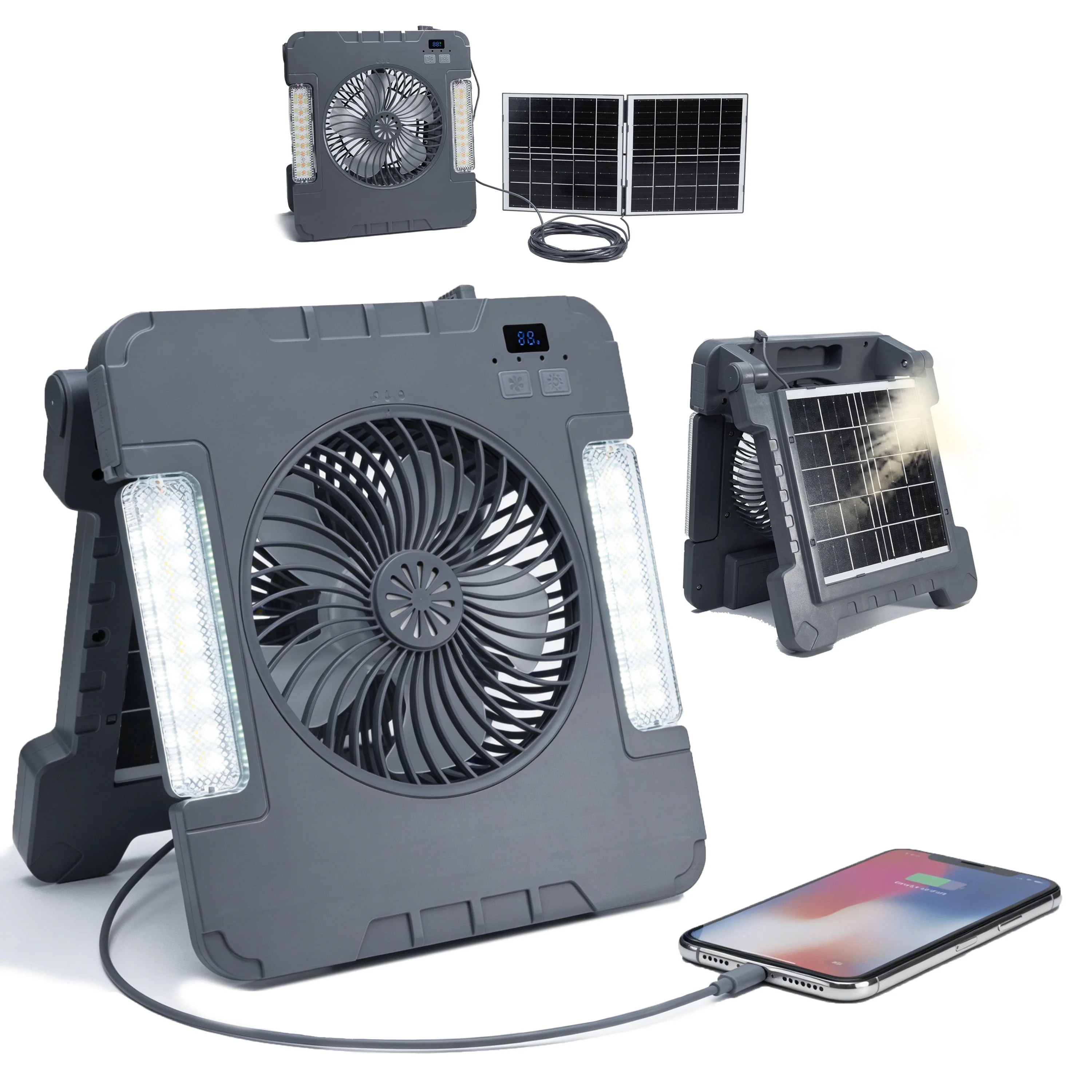 7200mAh Solar Fan with LED Lantern,Rechargeable Solar Powered Fans for Outside with 4 Speeds Wind... | Walmart (US)