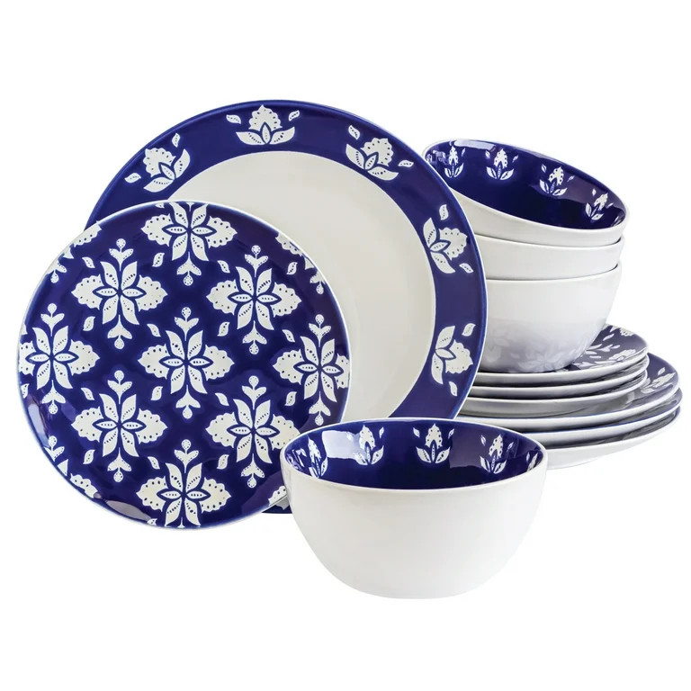 Sofia Home 12 Piece Indigo Stoneware Dinnerware Set by Sofia Vergara | Walmart (US)